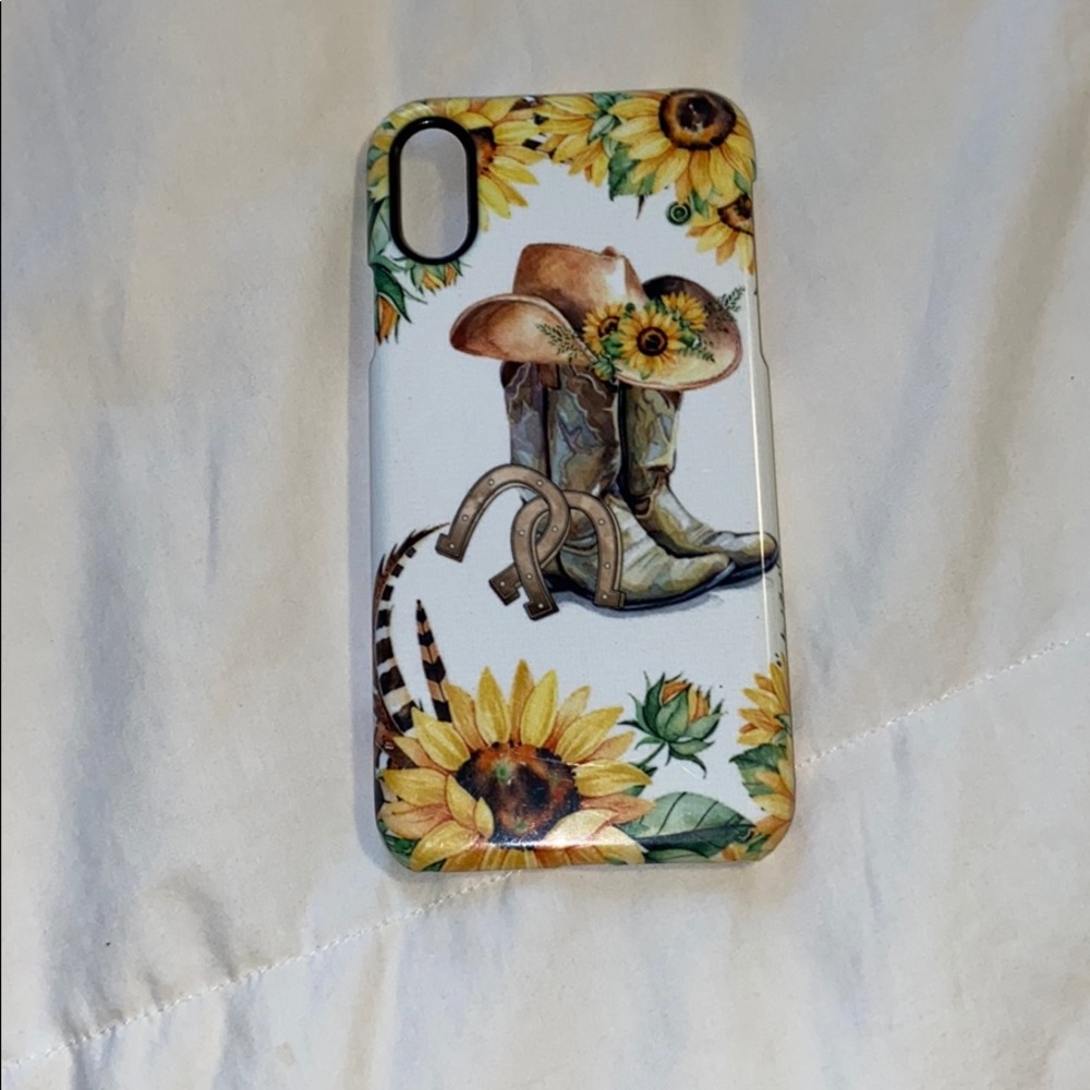 Sunflower and cowboy boots phone case